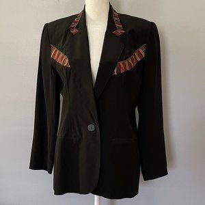 Vintage 100% Silk Sunny Leigh Blazer Jacket Petite Size Small